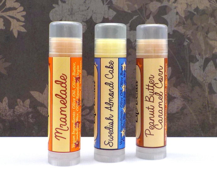 Winter Holidays Bonus Balms! Choose from Mramelade, Peanut Butter Caramel Corn, or Swedish Almond Cake